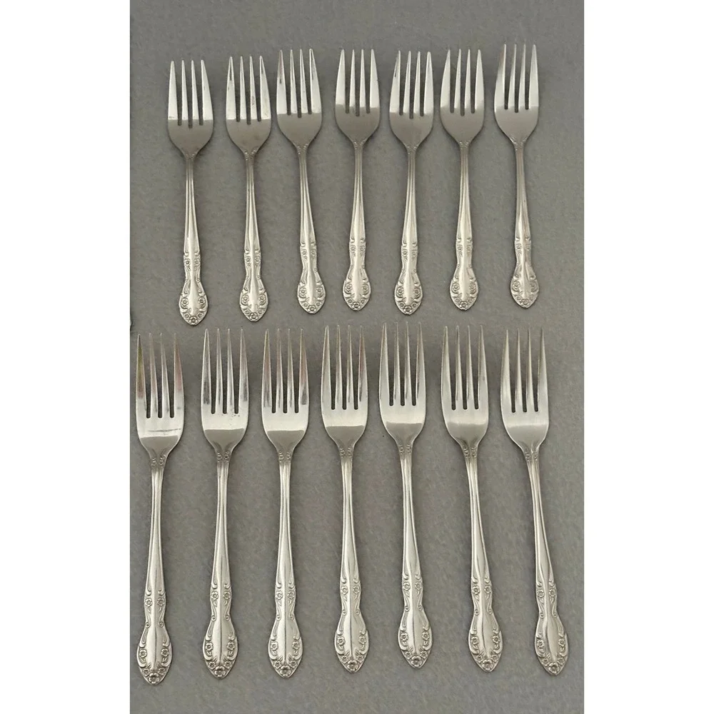 Utica Stainless Steel Flatware Set 37pc Floral Pattern Silverware Korea Vintage